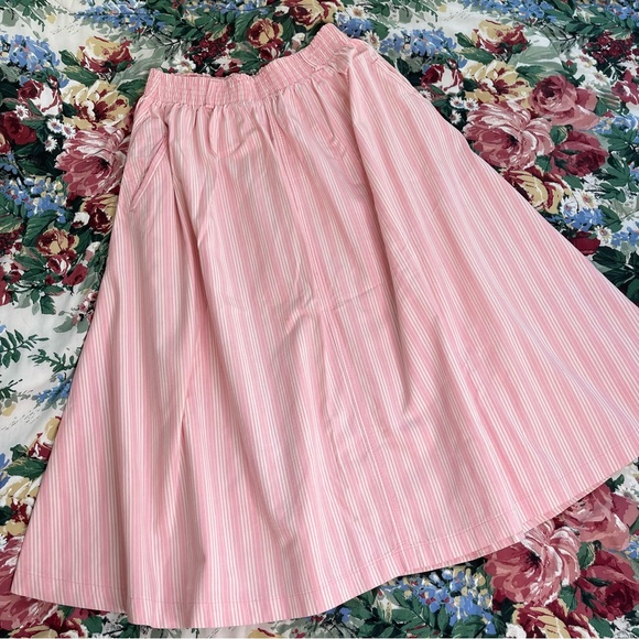Vintage 80s OshKosh B'Gosh Pink White Engineer Stripes Heavyweight